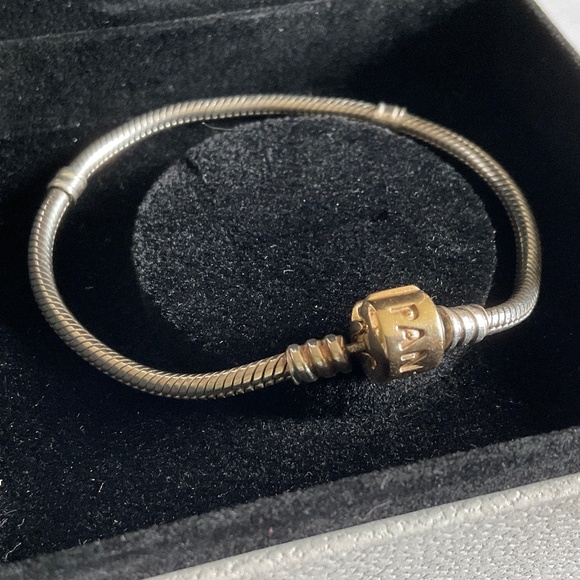 Pandora Silver Bracelet with Gold Clasp - Picture 1 of 5